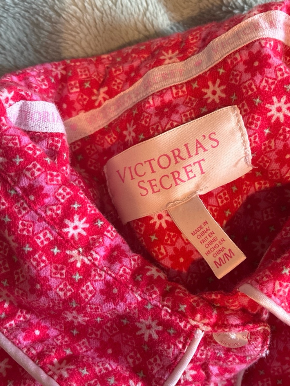Victoria's Secret Hot Pink Printed Pajama Set - Picture 2 of 5